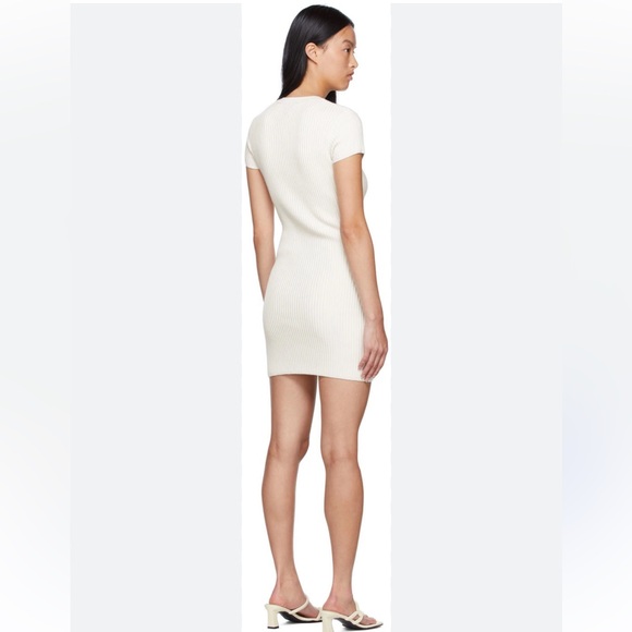 Anine Bing White Skylar Mini Ribbed Short Sleeve Sweater Dress Medium - Picture 2 of 7